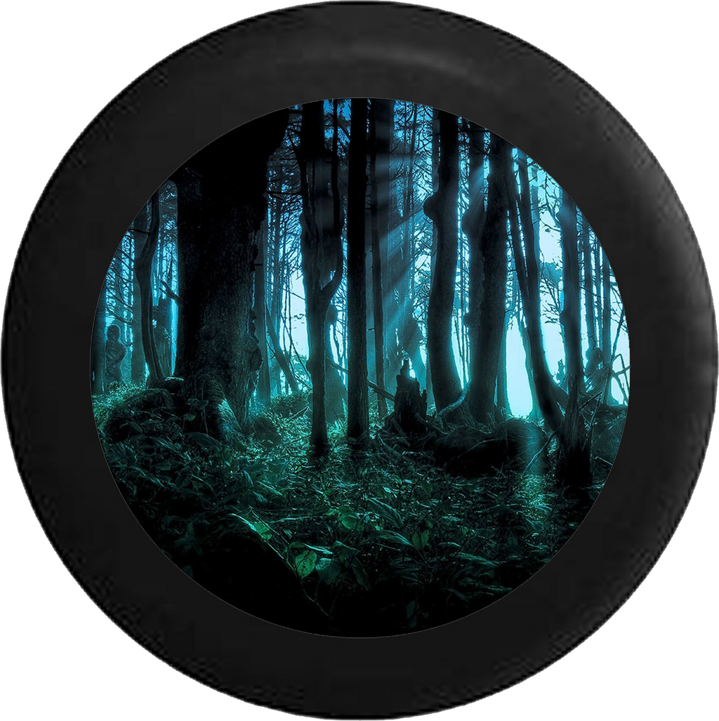 Sunlight through the Trees in Forest Nature RV Camper Spare Tire Cover-BLACK-CUSTOM SIZE/COLOR/INK - TireCoverPro 