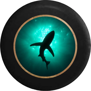 Shark Silhouette in the Ocean Great White Tiger Jeep Camper Spare Tire Cover BLACK-CUSTOM SIZE/COLOR/INK- R264 - TireCoverPro 