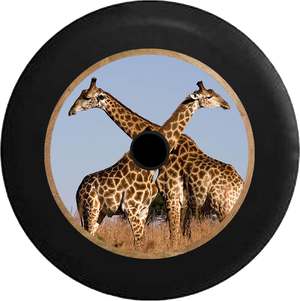Jeep Wrangler JL Backup Camera Giraffe Couple in the African Sahara Jeep Camper Spare Tire Cover 35 inch R268