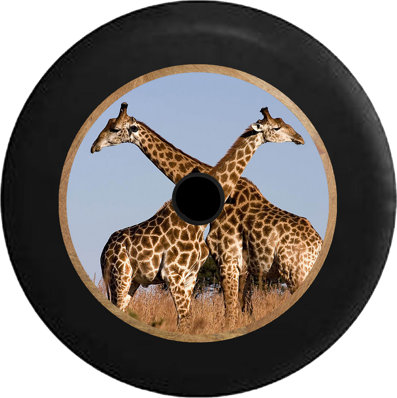 Jeep Wrangler JL Backup Camera Giraffe Couple in the African Sahara Jeep Camper Spare Tire Cover 35 inch R268