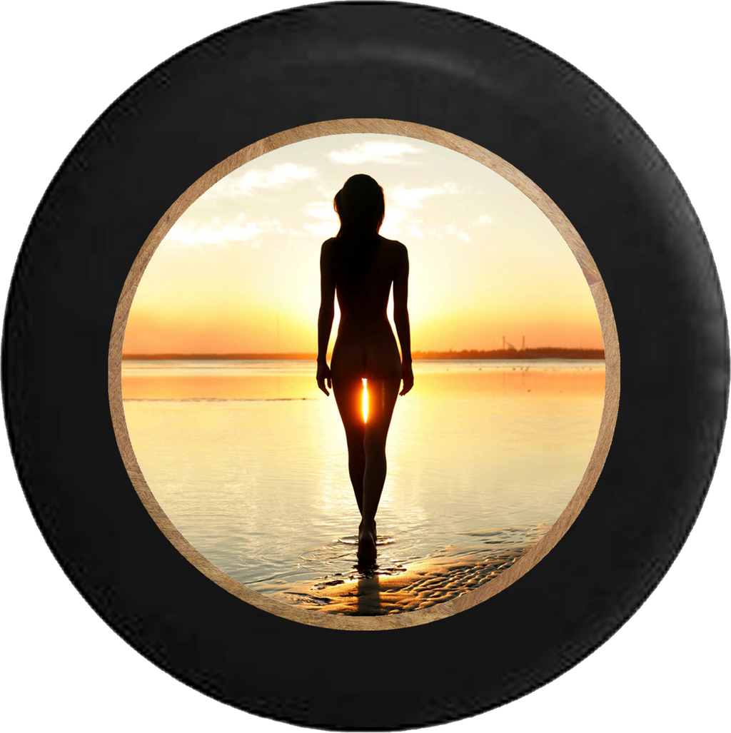 Jeep Wrangler Spare Tire Cover With A Sexy Lady at The Beach (Wrangler JK, TJ, YJ)