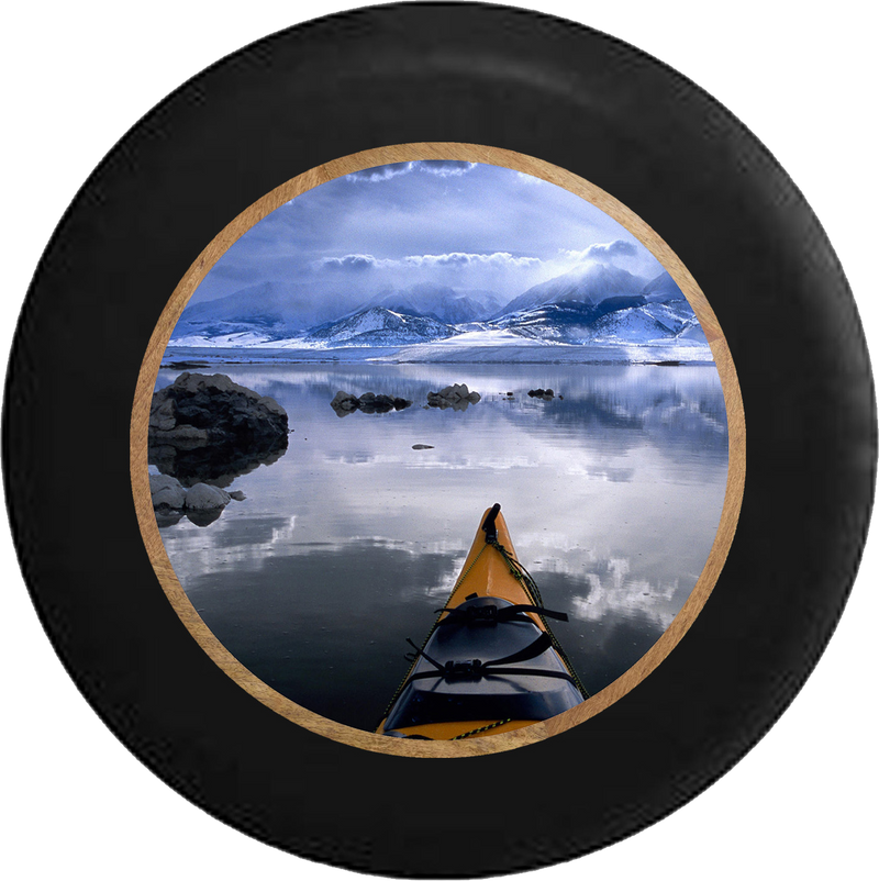 Alaska Sea Kayak in the Ocean Peaceful Serenity Jeep Camper Spare Tire Cover BLACK-CUSTOM SIZE/COLOR/INK- R298 - TireCoverPro 