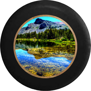 Shallow Lake Clear Water Mountain Side RV Camper Spare Tire Cover-BLACK-CUSTOM SIZE/COLOR/INK - TireCoverPro 