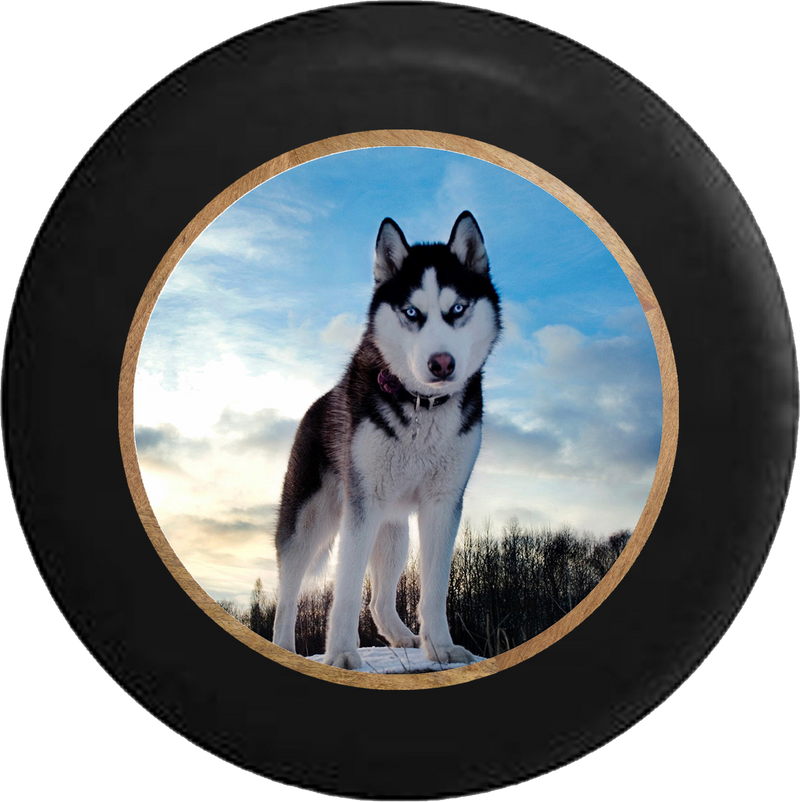 Jeep Liberty Spare Tire Cover With Blue Eyed Husky