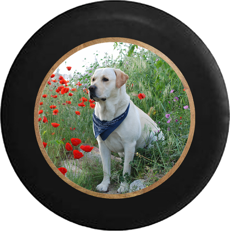 Golden Yellow Lab Labrador Hunting Tracking Dog Jeep Camper Spare Tire Cover BLACK-CUSTOM SIZE/COLOR/INK- R303 - TireCoverPro 