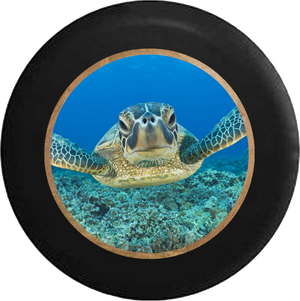 Sea Turtle in the Carribean Swimming Jeep Camper Spare Tire Cover BLACK-CUSTOM SIZE/COLOR/INK- R313 - TireCoverPro 