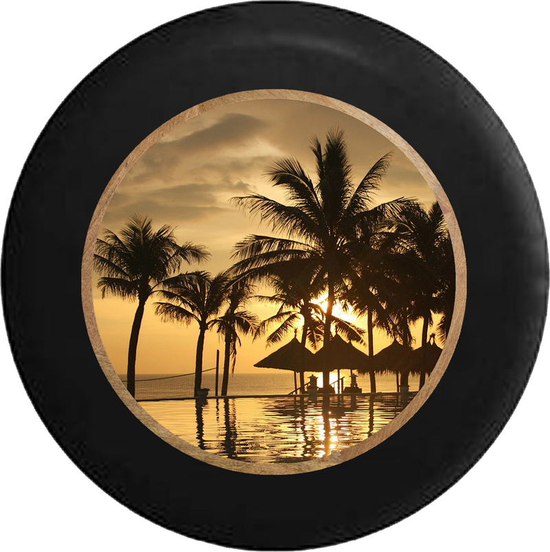 Jeep Liberty Tire Cover With Tropical View Print (Liberty 02-12) - TireCoverPro 