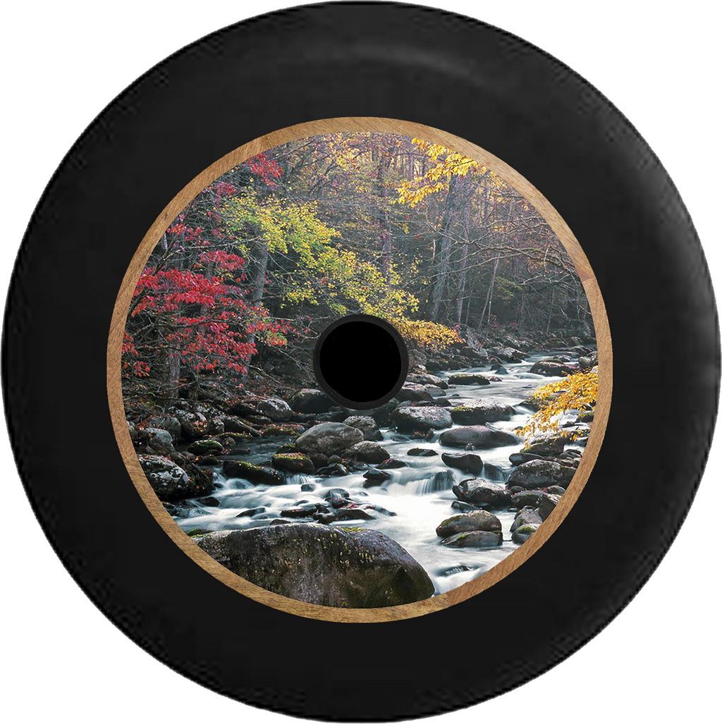 Jeep Wrangler JL Backup Camera Tennessee River Stream Through the Trees from Rocky Mountains Jeep Camper Spare Tire Cover 35 inch R367