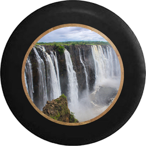 Victoria Falls Waterfall Largest in the World Jeep Camper Spare Tire Cover BLACK-CUSTOM SIZE/COLOR/INK- R371 - TireCoverPro 