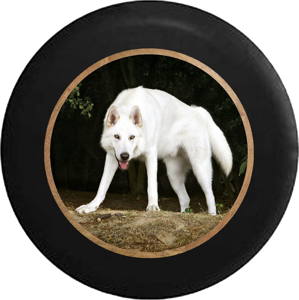 White Wolf Hunting Prey Jeep Camper Spare Tire Cover BLACK-CUSTOM SIZE/COLOR/INK- R374 - TireCoverPro 