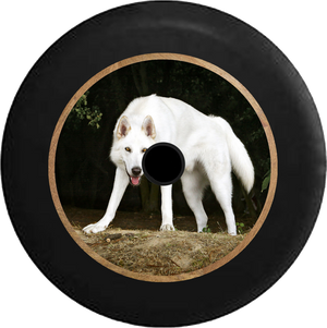 Jeep Wrangler JL Backup Camera White Wolf Hunting Prey Jeep Camper Spare Tire Cover 35 inch R374