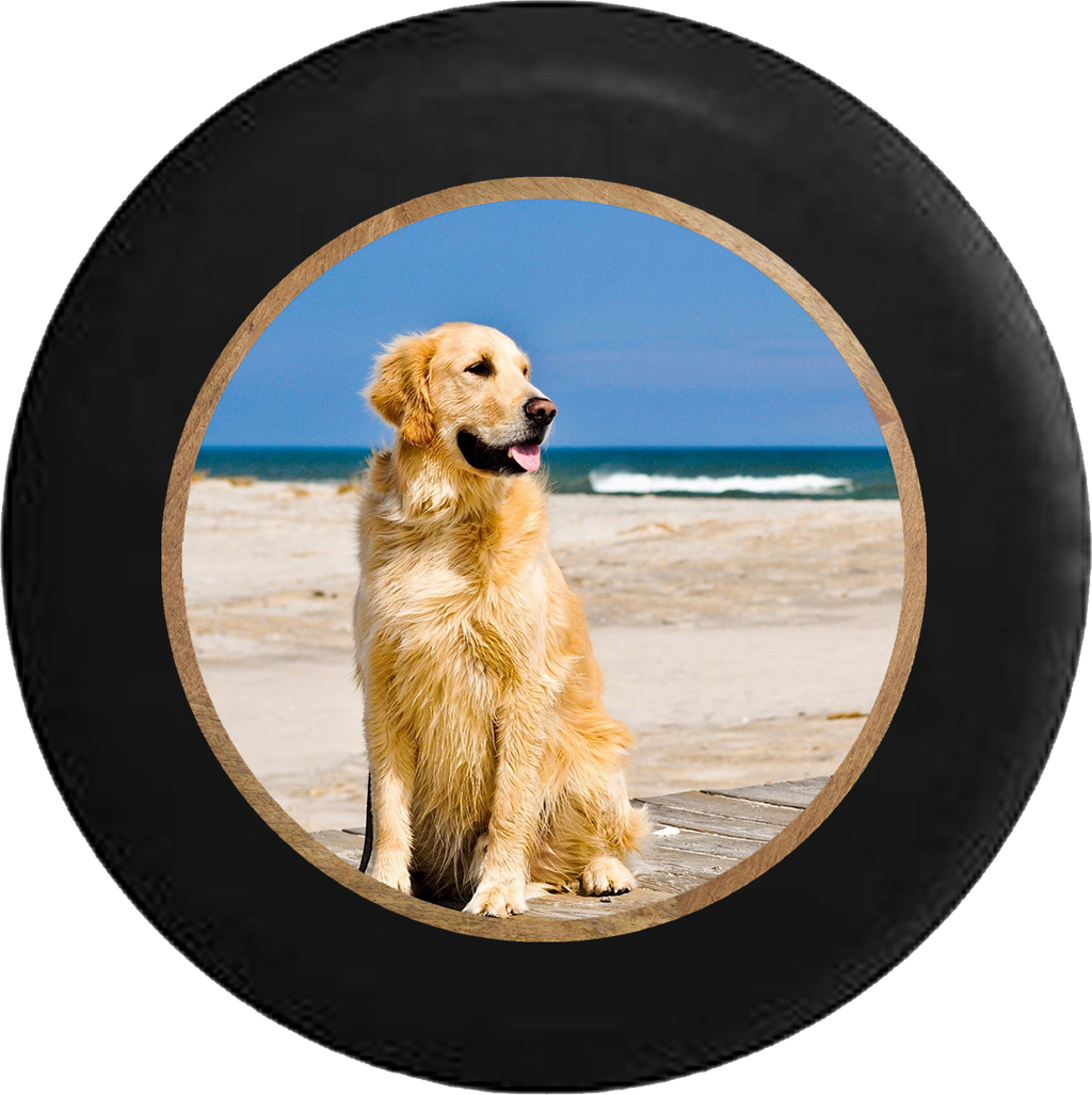 Jeep Wrangler Tire Cover With Golden Retriever Print (Wrangler JK, TJ, YJ) - TireCoverPro 