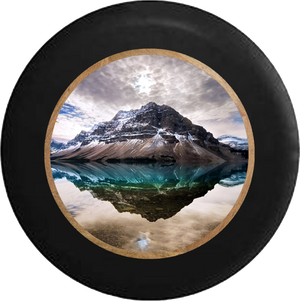 Mountain Reflection Ocean Salt Water RV Camper Spare Tire Cover-BLACK-CUSTOM SIZE/COLOR/INK - TireCoverPro 