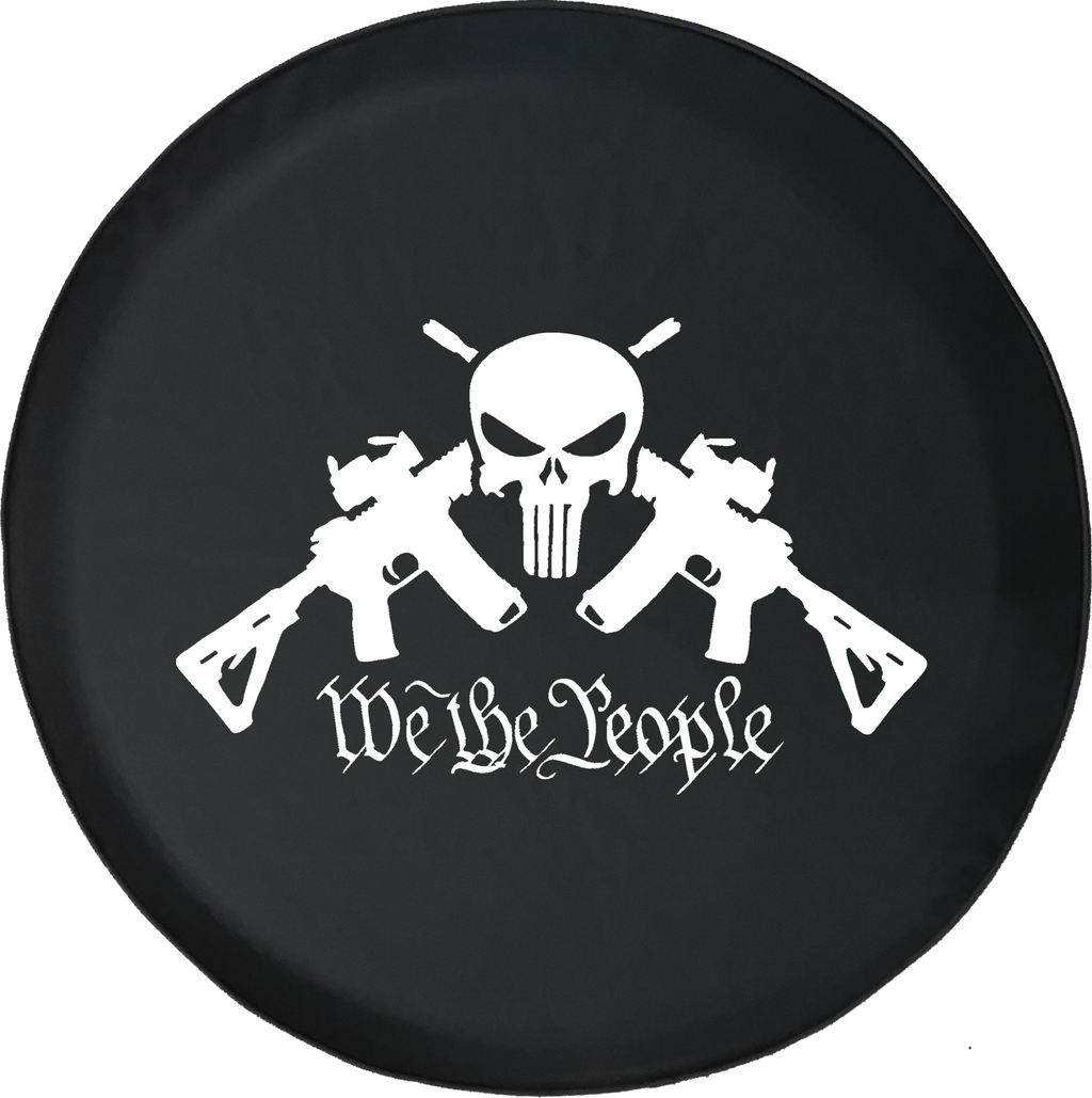 We the People AR15 Punisher Skull Tactical Gun Rights NRA OE Offroad Jeep RV Camper Spare Tire Cover S418