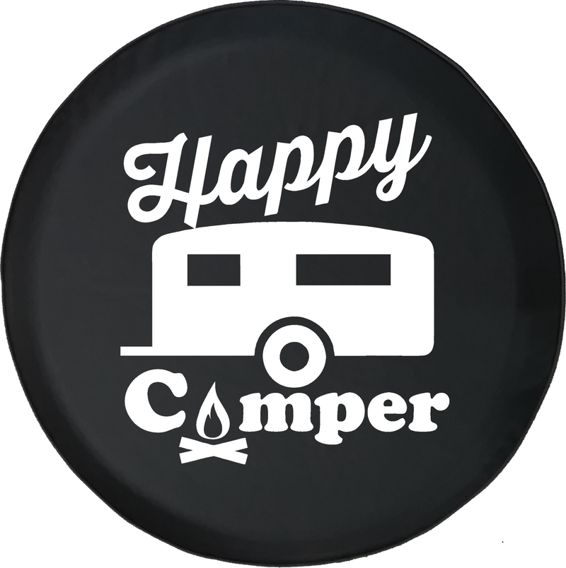 Happy Camper Camp Fire RV Trailer Offroad Jeep RV Camper Spare Tire Cover T110