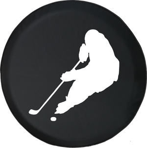 Hockey Player Skating with Puck Trailer Offroad Jeep RV Camper Spare Tire Cover T156