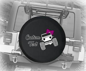 Cute American Offroad 4x4 Hearts & Bows Pink- Personalized Spare Tire Cover