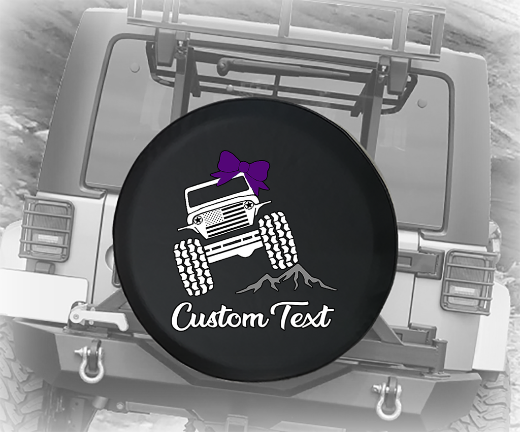 American Flag Offroad Girl Purple- Personalized Spare Tire Cover