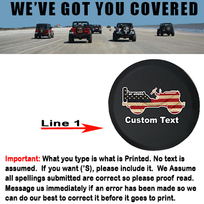 Vintage American Flag Military Vehicle- Personalized Spare Tire Cover
