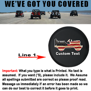 Vintage American Flag Military Vehicle- Personalized Spare Tire Cover