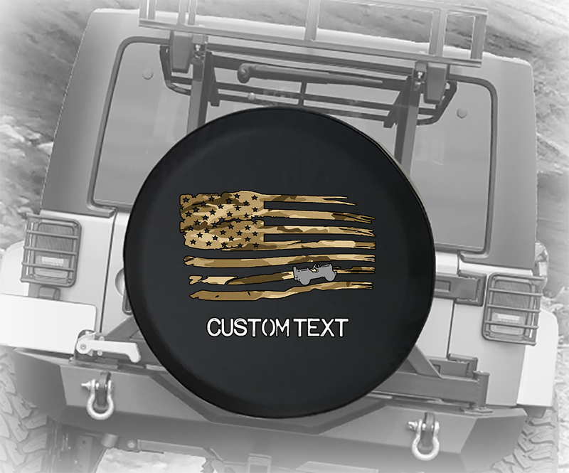 Camo American Flag Vintage 4x4- Personalized Spare Tire Cover