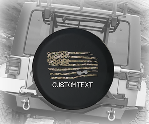 Digital Camo Military Vintage American Flag- Personalized Spare Tire Cover
