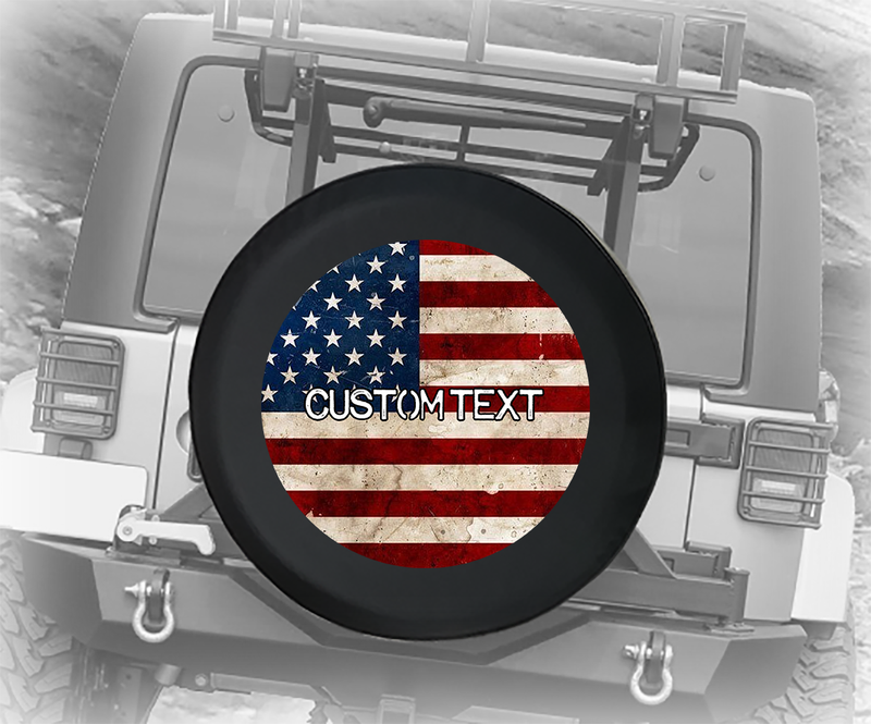 Vintage American Flag- Personalized Spare Tire Cover