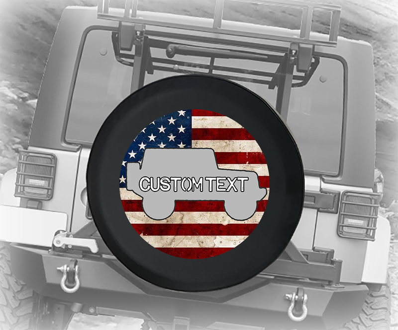 Vintage American Flag Offroad 4x4 - Personalized Spare Tire Cover