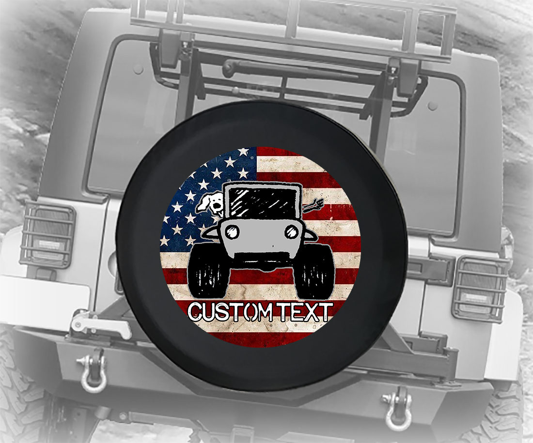 Vintage American Flag The Wave Paw Prints Personalized Spare Tire Co TireCoverPro