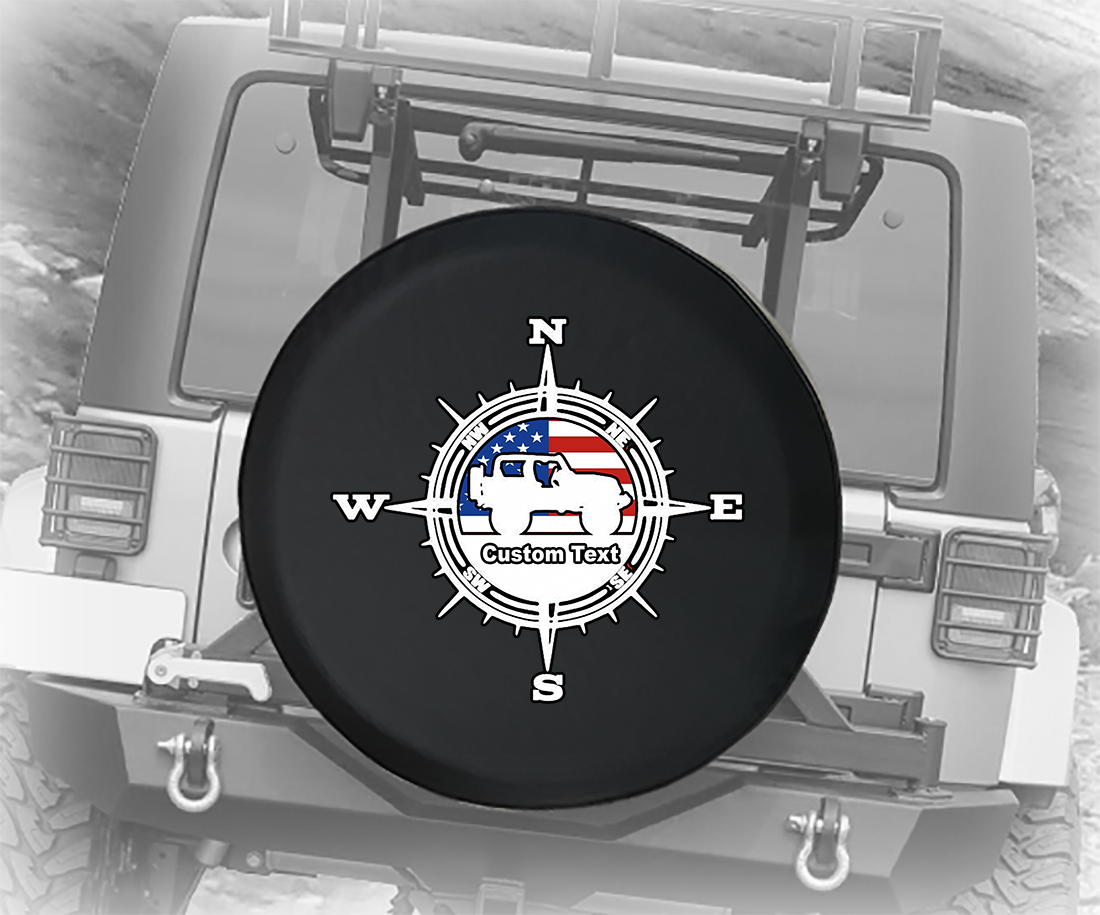 American Flag Compass USA 4x4 Personalized Spare Tire Cover