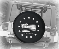 Distressed American Flag 13 Stars - Personalized Spare Tire Cover
