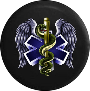 Emergency Medical Tech Angel Wings Logo RV Camper Spare Tire Cover-35 inch