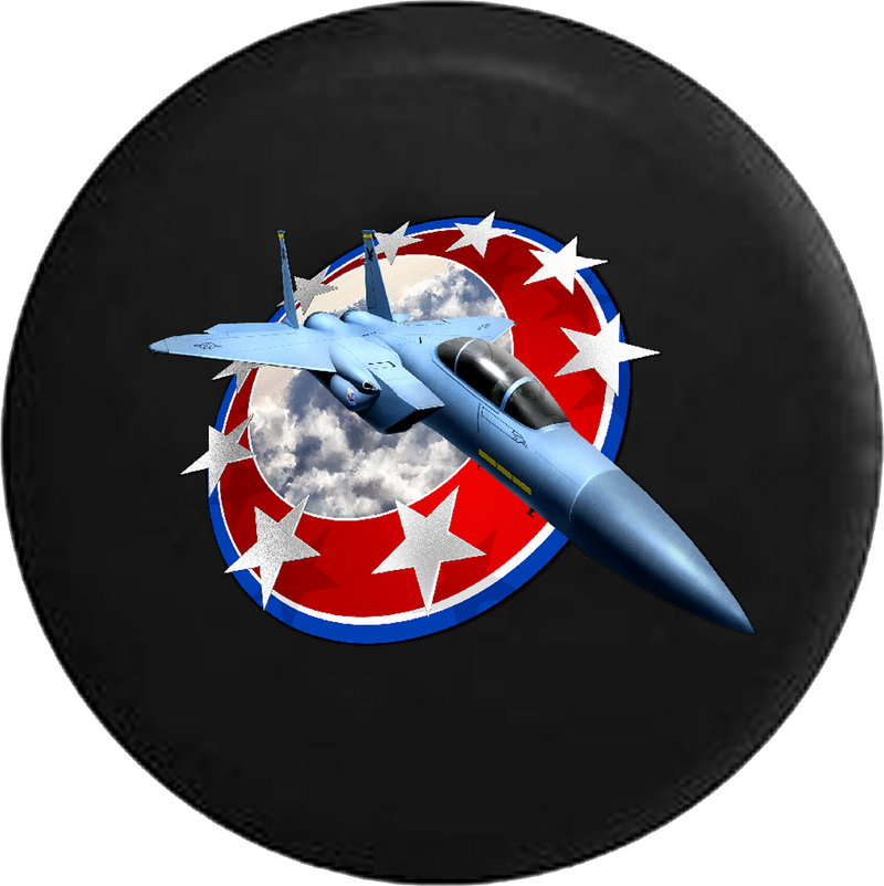 Fighter Jet Through Red White and Blue America Shield RV Camper Spare Tire Cover-35 inch