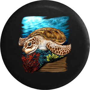 Jeep Liberty Tire Cover With Sea Turtle in the Ocean (Liberty 02-12)