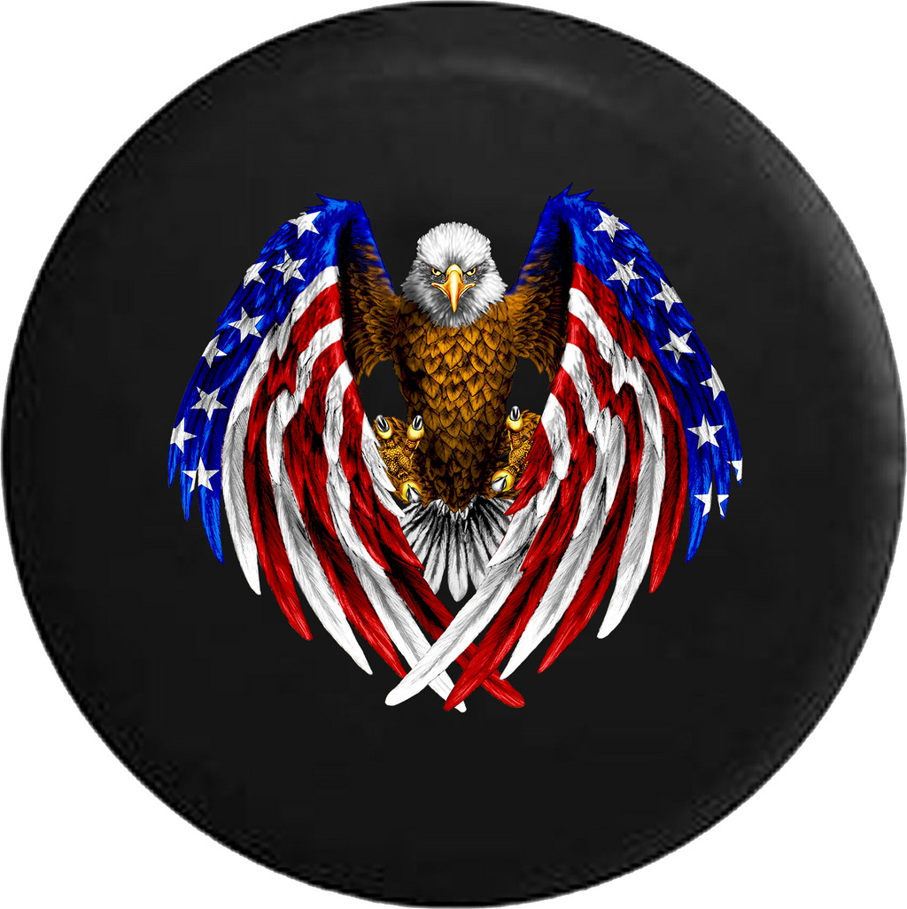 Jeep Wrangler Tire Cover With Bald Eagle American Wings (Wrangler JK, TJ, YJ)