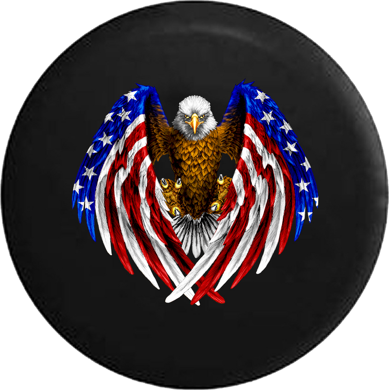Jeep Wrangler Tire Cover With Bald Eagle American Wings (Wrangler JK, TJ, YJ)
