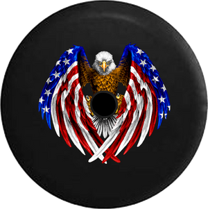 Jeep Wrangler JL Backup Camera Day American Bald Eagle in Red, White, & Blue Talons RV Camper Spare Tire Cover-35 inch
