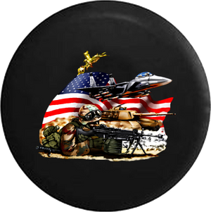 Jeep Liberty Tire Cover With American Military Armed Forces
