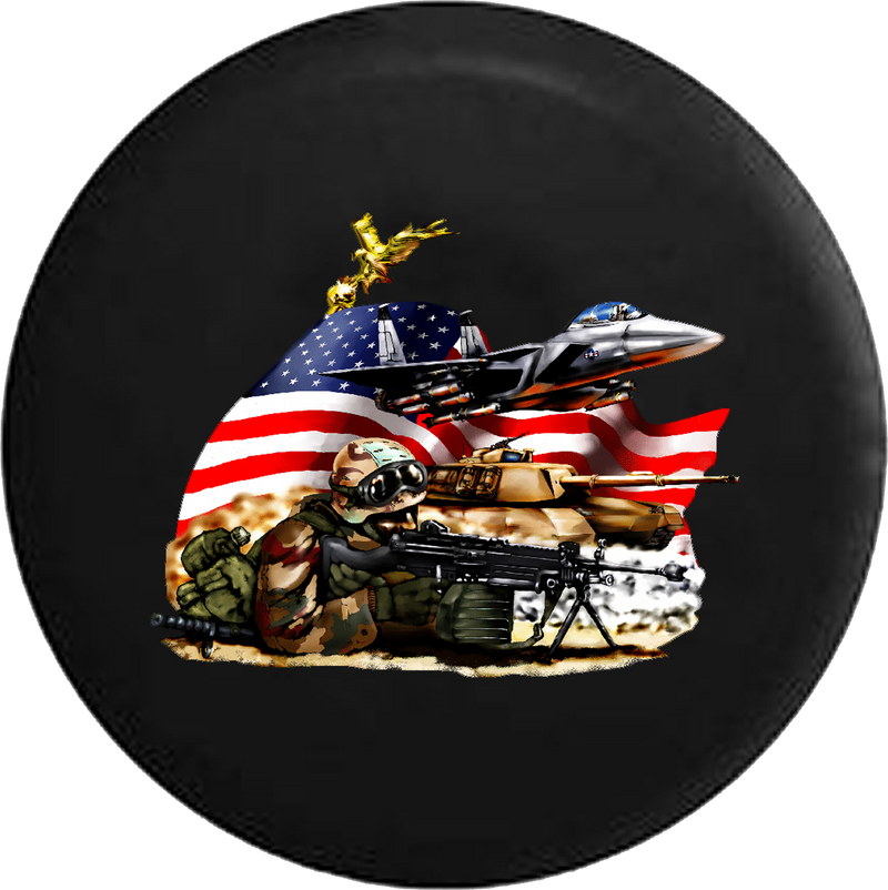 Jeep Liberty Tire Cover With American Military Armed Forces