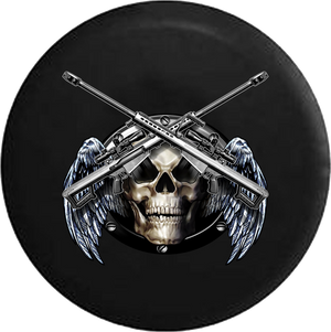 Jeep Liberty Tire Cover With Skull Crossed Snipers