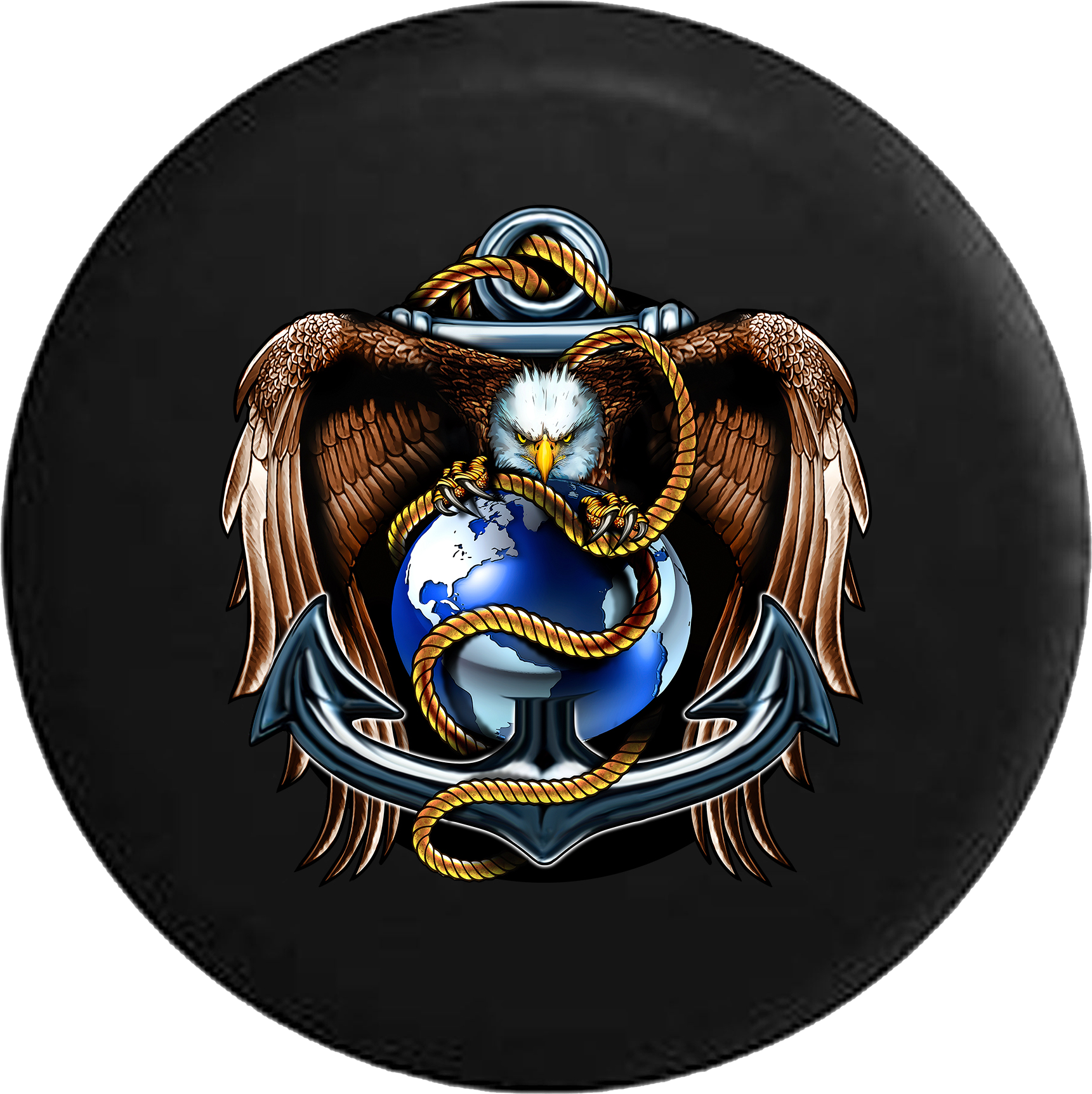 Pike Outdoors Spare Tire Cover – US Marines Eagle Globe Anchor – SUV/RV – Semper Fi