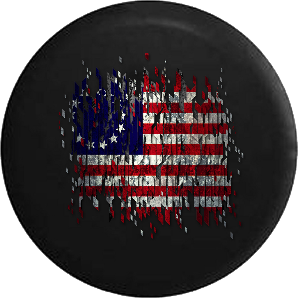 Jeep Liberty Spare Tire Cover With Vintage 13 Star American Flag Distressed Print