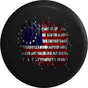 Jeep Liberty Spare Tire Cover With Vintage 13 Star American Flag Distressed Print