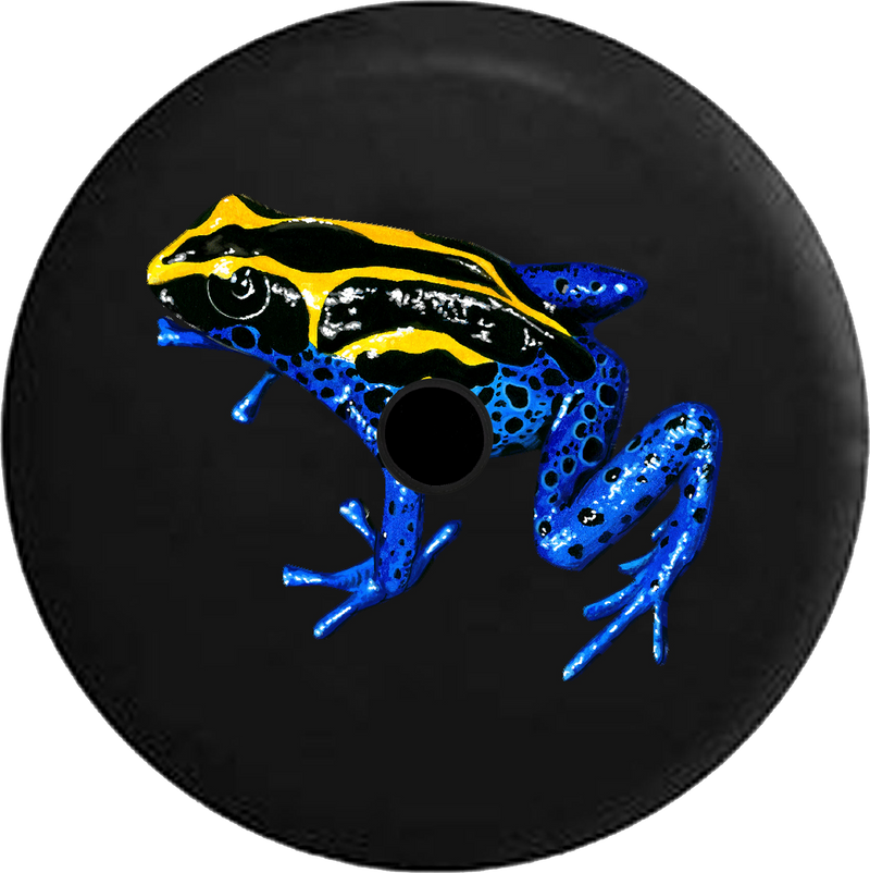 Jeep Wrangler JL Backup Camera Day Tropical Tree Frog Blue Yellow and Black RV Camper Spare Tire Cover-35 inch