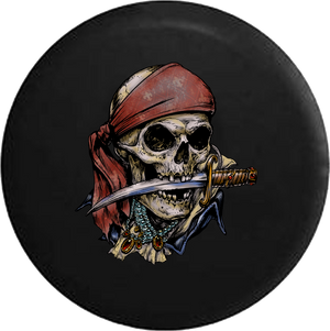 Pirate Skeleton with Sword and Treasure RV Camper Spare Tire Cover-35 inch