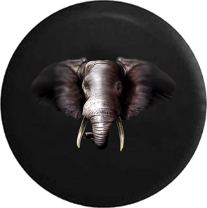 Grey African Elephant with Ivory Tusks RV Camper Spare Tire Cover-35 inch