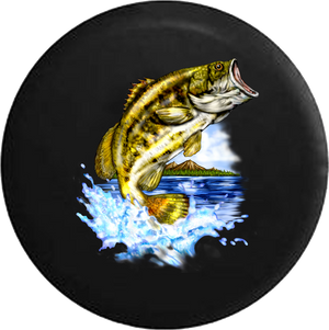 Bass Fish Leaping from the Lake Fishing RV Camper Spare Tire Cover-35 inch