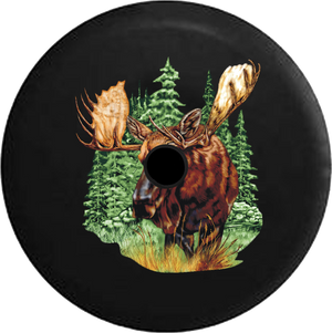 Jeep Wrangler JL Backup Camera Day Moose in the Great Wilderness Giant Antlers RV Camper Spare Tire Cover-35 inch