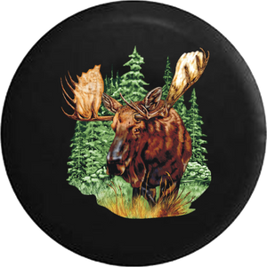 Moose in the Great Wilderness Giant Antlers RV Camper Spare Tire Cover-35 inch