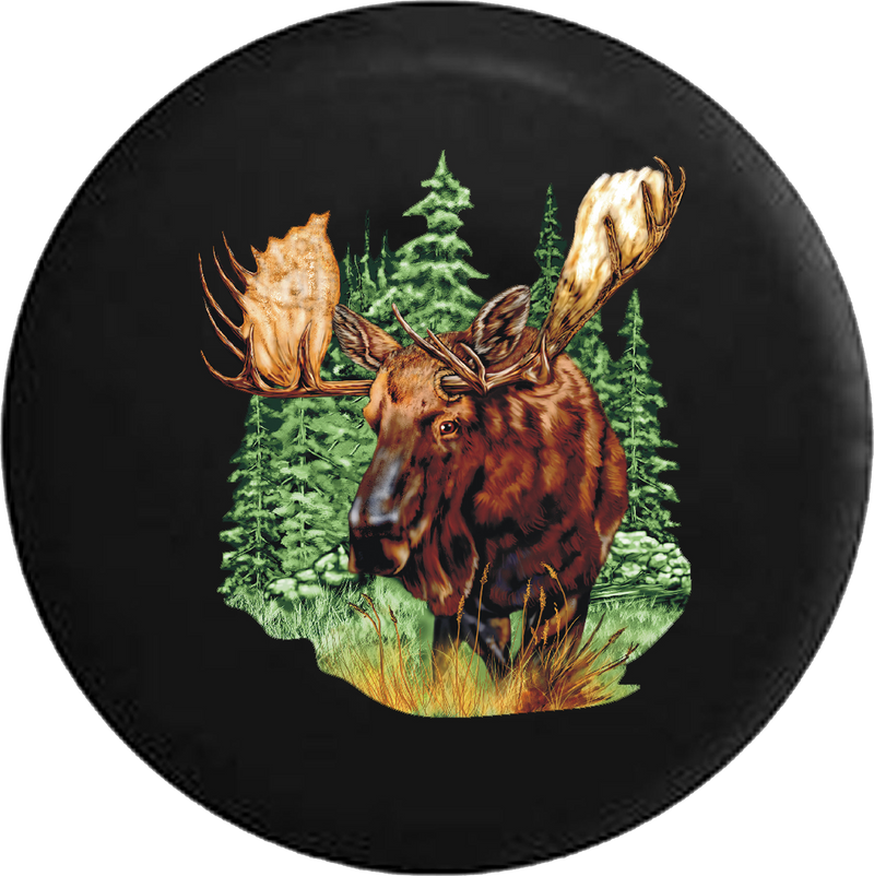 Moose in the Great Wilderness Giant Antlers RV Camper Spare Tire Cover-35 inch